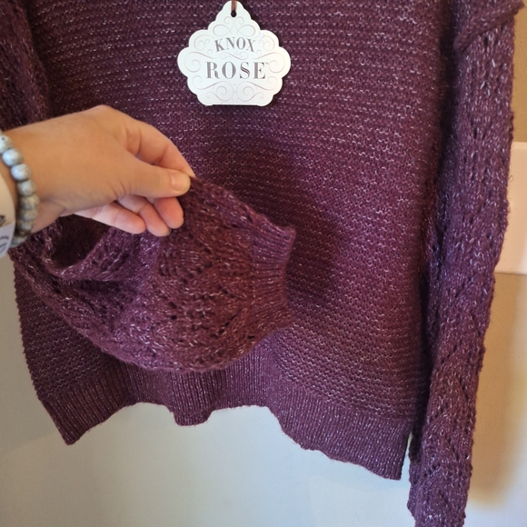 NWT Women's Cable Knit Pullover Sweater Plum Or Burgandy M - Picture 6 of 16